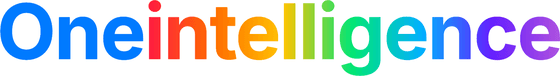 Our first logo: the word Oneintelligence, each letter in a different colour.